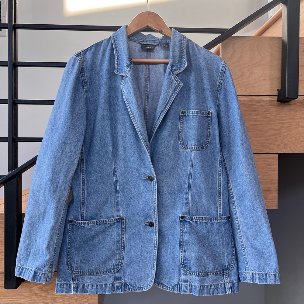 Vintage Liz Claiborne Denim Blazer size 10 medium wash denim